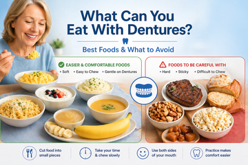 soft and hard foods comparison for eating with dentures including easy foods and foods to avoid