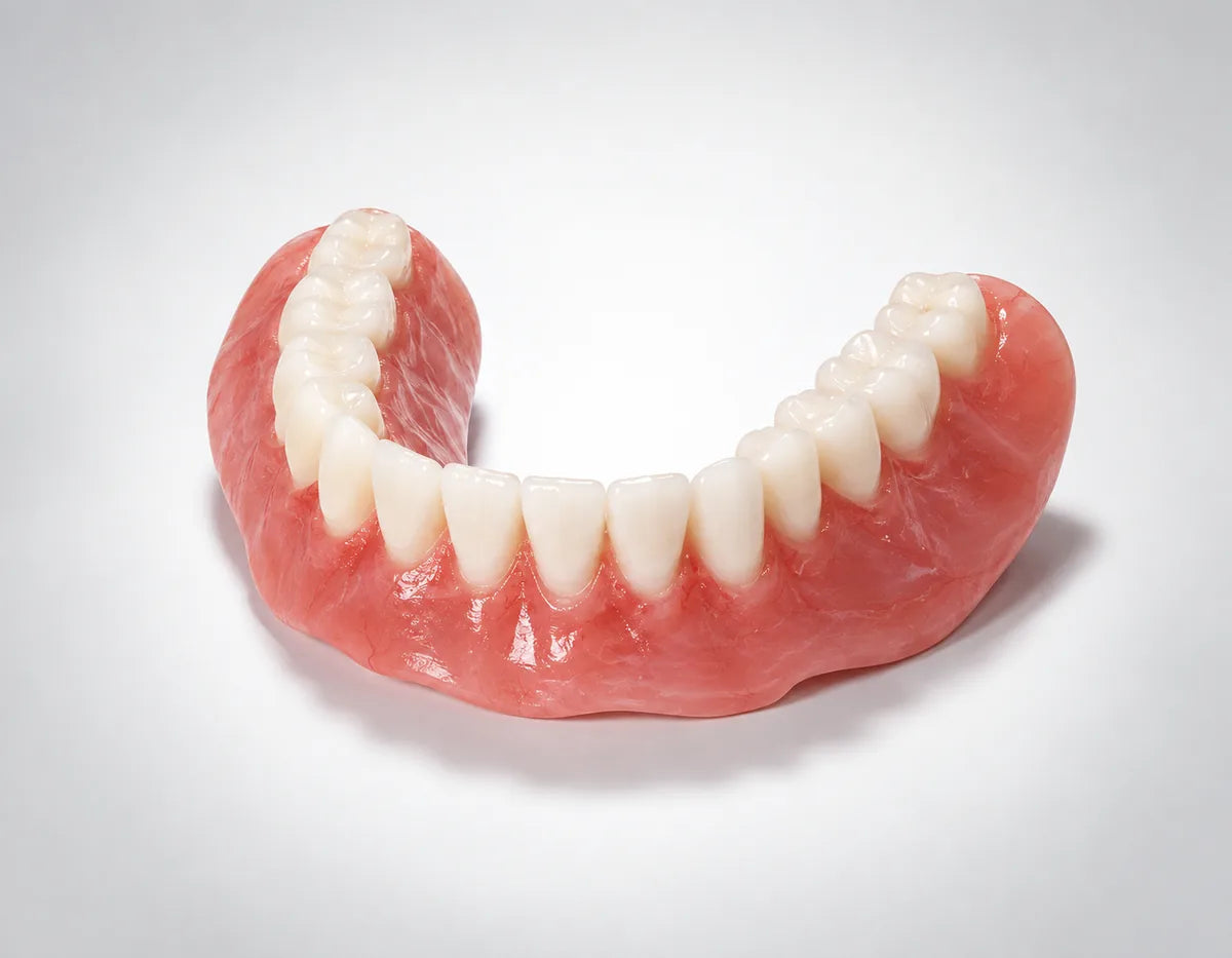 High-quality flexible full arch ThermoPlas denture at a cheap online price.